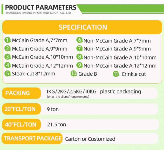 Automatic Frozen French Fries Frozen French Fries Organic IQF French Potato Fries Bulk Packaging 10 Kg Bahan segar 0
